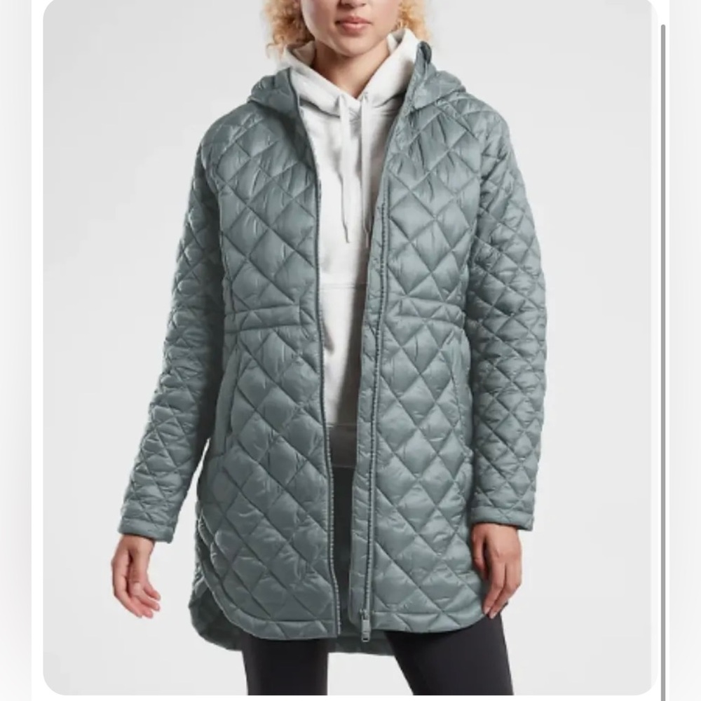 Athleta Whisper Featherless Parka in seafoam green